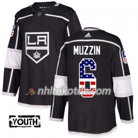 Los Angeles Kings Trikot Jake Muzzin 6 Adidas 2017-2018 Schwarz USA Flag Fashion Authentic - Kinder